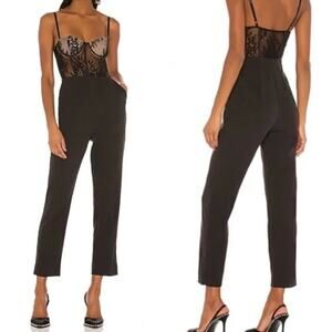 NBD Lara Black Lace Bustier Jumpsuit